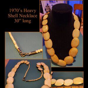 Gorgeous oval Heavy Shell or resin boho necklace. Ships Free